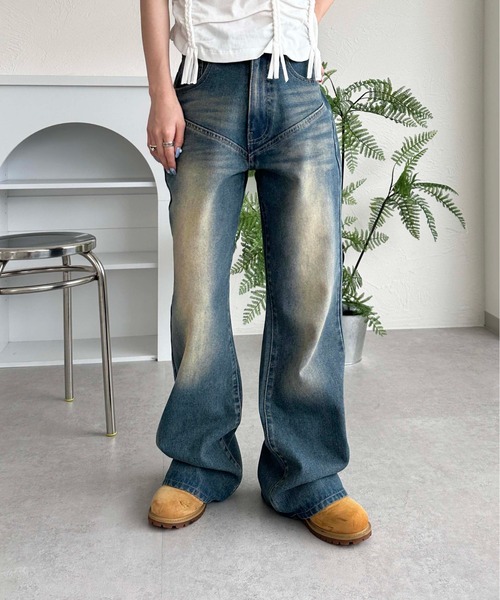 sedacle girl（セダクルガール）の「ヒップロゴオーバーダイデニム（デニムパンツ・レディース・インディゴブルー/ブラック/ライトブルー/ダークブルー/ブルー/グレー・SMALL/MEDIUM）」の14枚目の写真