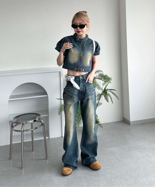 sedacle girl（セダクルガール）の「ヒップロゴオーバーダイデニム（デニムパンツ・レディース・インディゴブルー/ブラック/ライトブルー/ダークブルー/ブルー/グレー・SMALL/MEDIUM）」の17枚目の写真