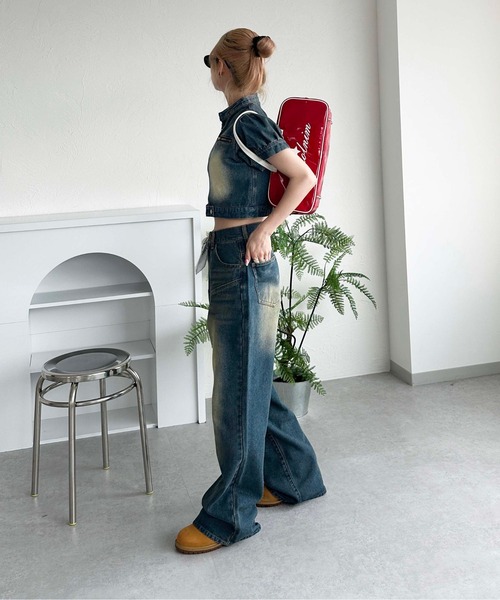 sedacle girl（セダクルガール）の「ヒップロゴオーバーダイデニム（デニムパンツ・レディース・インディゴブルー/ブラック/ライトブルー/ダークブルー/ブルー/グレー・SMALL/MEDIUM）」の18枚目の写真