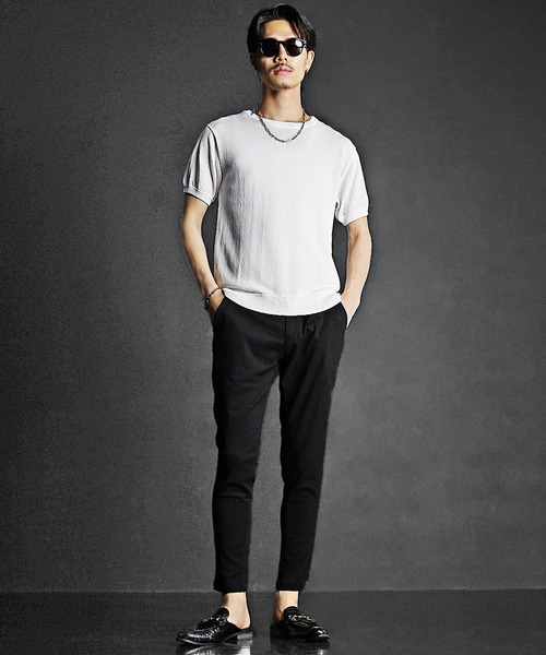 SOMEDIFF（サムディフ）の「【SOMEDIFF】天竺編み半袖無地サマーニット メンズ（ニット/セーター・メンズ・ホワイト/ブラック・M/L/XL）」の10枚目の写真