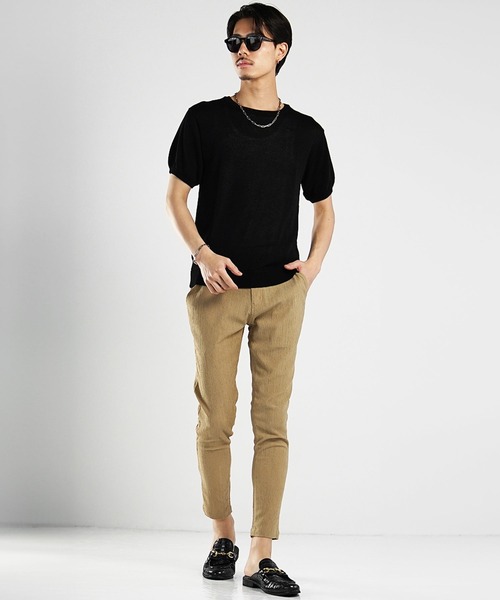 SOMEDIFF（サムディフ）の「【SOMEDIFF】天竺編み半袖無地サマーニット メンズ（ニット/セーター・メンズ・ホワイト/ブラック・M/L/XL）」の5枚目の写真