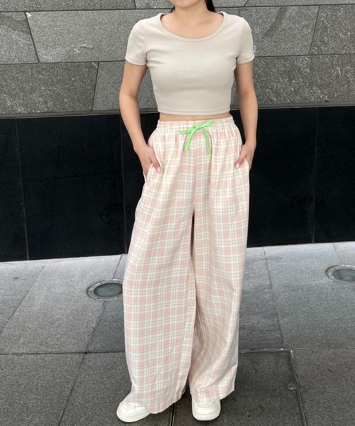 eLur(エラー)の「チェックイージーパンツ(その他パンツ・レディース・ブルー/グリーン/ピンク・MEDIUM/SMALL)」の9枚目の写真