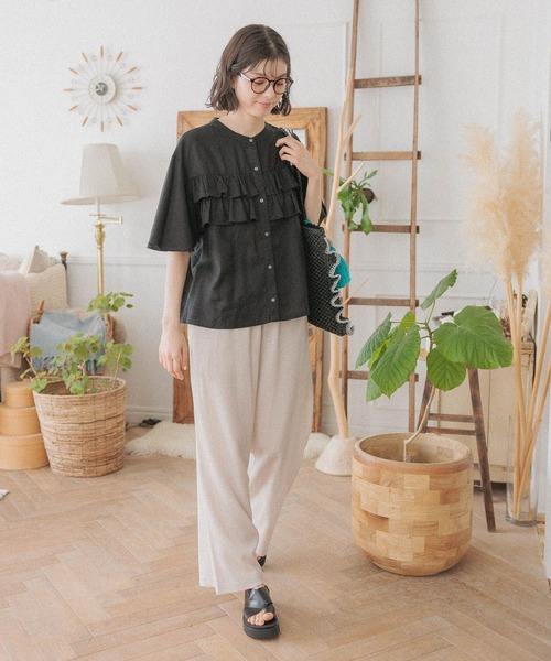 niko and...（ニコアンド）の「リフレッシュリネンレーヨンフリルブラウス（シャツ/ブラウス・レディース・オレンジ/オフホワイト/ブラック/アイボリー/ブルー・MEDIUM/LARGE）」の12枚目の写真