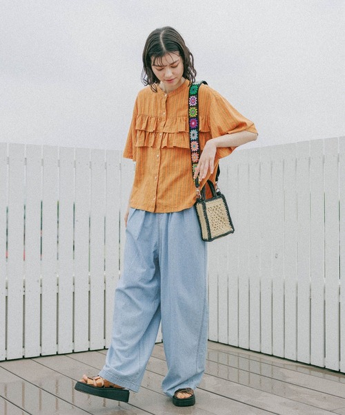 niko and...（ニコアンド）の「リフレッシュリネンレーヨンフリルブラウス（シャツ/ブラウス・レディース・オレンジ/オフホワイト/ブラック/アイボリー/ブルー・MEDIUM/LARGE）」の17枚目の写真