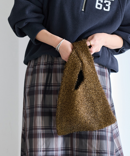 JOURNAL STANDARD(ジャーナルスタンダード)の「キラキラニットバッグ(トートバッグ・レディース・ネイビー/ブラウン/シルバー・FREE)」の6枚目の写真