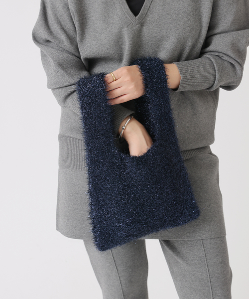 JOURNAL STANDARD(ジャーナルスタンダード)の「キラキラニットバッグ(トートバッグ・レディース・ネイビー/ブラウン/シルバー・FREE)」の9枚目の写真