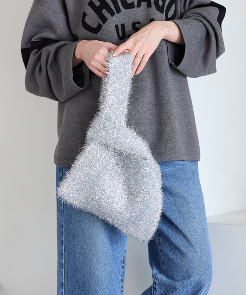 JOURNAL STANDARD(ジャーナルスタンダード)の「キラキラニットバッグ(トートバッグ・レディース・ネイビー/ブラウン/シルバー・FREE)」の13枚目の写真