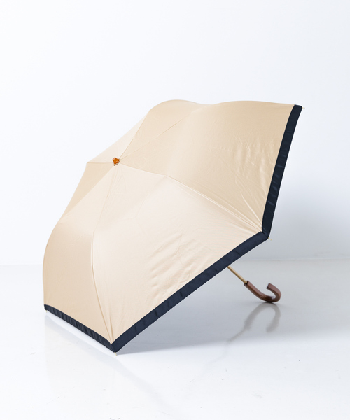 collex（コレックス）の「グログランテープ雨晴兼用折傘（折りたたみ傘・レディース・グレー/キャメル・フリー）」の2枚目の写真