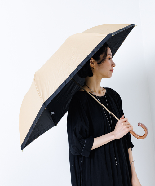 collex（コレックス）の「グログランテープ雨晴兼用折傘（折りたたみ傘・レディース・グレー/キャメル・フリー）」の15枚目の写真