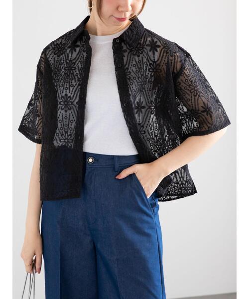 Te chichi（テチチ）の「オーガンジーレース刺繍クロップトシャツ（シャツ/ブラウス・レディース・オフホワイト/ブラック・F）」の19枚目の写真