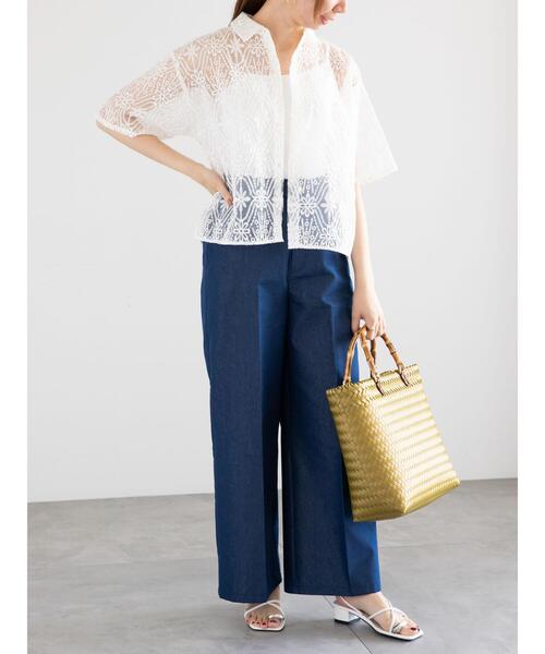 Te chichi（テチチ）の「オーガンジーレース刺繍クロップトシャツ（シャツ/ブラウス・レディース・オフホワイト/ブラック・F）」の16枚目の写真