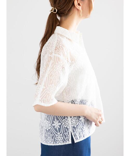 Te chichi（テチチ）の「オーガンジーレース刺繍クロップトシャツ（シャツ/ブラウス・レディース・オフホワイト/ブラック・F）」の13枚目の写真