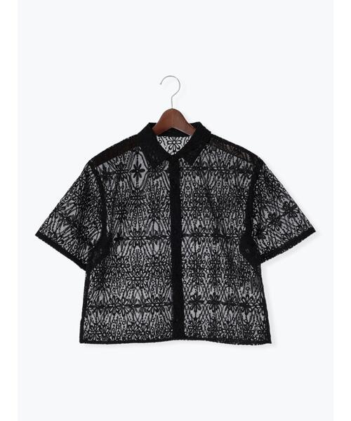 Te chichi（テチチ）の「オーガンジーレース刺繍クロップトシャツ（シャツ/ブラウス・レディース・オフホワイト/ブラック・F）」の10枚目の写真