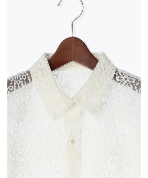 Te chichi（テチチ）の「オーガンジーレース刺繍クロップトシャツ（シャツ/ブラウス・レディース・オフホワイト/ブラック・F）」の7枚目の写真