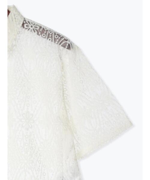 Te chichi（テチチ）の「オーガンジーレース刺繍クロップトシャツ（シャツ/ブラウス・レディース・オフホワイト/ブラック・F）」の6枚目の写真