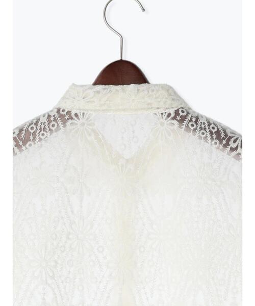 Te chichi（テチチ）の「オーガンジーレース刺繍クロップトシャツ（シャツ/ブラウス・レディース・オフホワイト/ブラック・F）」の4枚目の写真
