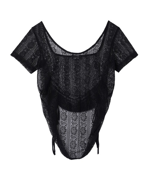 PAMEO POSE(パメオポーズ)の「Garde Lace T(Tシャツ/カットソー・レディース・ホワイト/レッド/ブラック・FREE)」の4枚目の写真