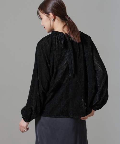 【セール】ストライプベロア前後2WAYブラウス（シャツ/ブラウス）｜nano･universe（ナノユニバース）