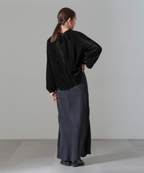 【セール】ストライプベロア前後2WAYブラウス（シャツ/ブラウス）｜nano･universe（ナノユニバース）