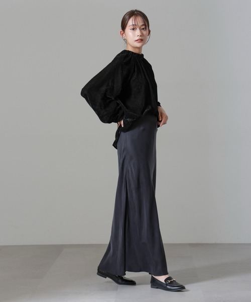 【セール】ストライプベロア前後2WAYブラウス（シャツ/ブラウス）｜nano･universe（ナノユニバース）