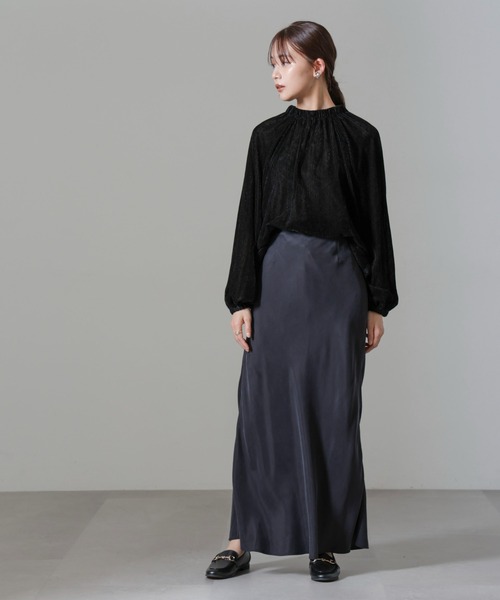 【セール】ストライプベロア前後2WAYブラウス（シャツ/ブラウス）｜nano･universe（ナノユニバース）