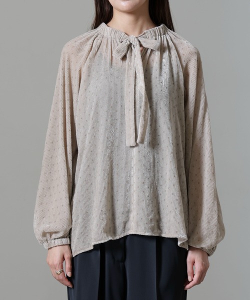【セール】ストライプベロア前後2WAYブラウス（シャツ/ブラウス）｜nano･universe（ナノユニバース）