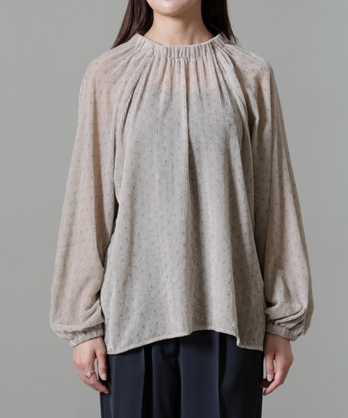 【セール】ストライプベロア前後2WAYブラウス（シャツ/ブラウス）｜nano･universe（ナノユニバース）