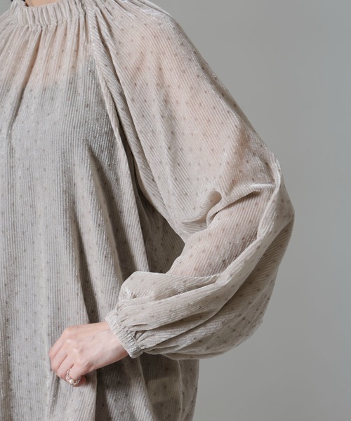 【セール】ストライプベロア前後2WAYブラウス（シャツ/ブラウス）｜nano･universe（ナノユニバース）