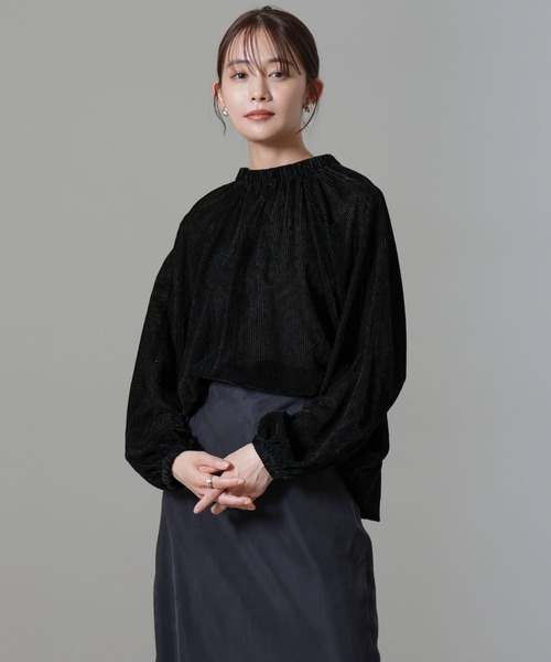 【セール】ストライプベロア前後2WAYブラウス（シャツ/ブラウス）｜nano･universe（ナノユニバース）