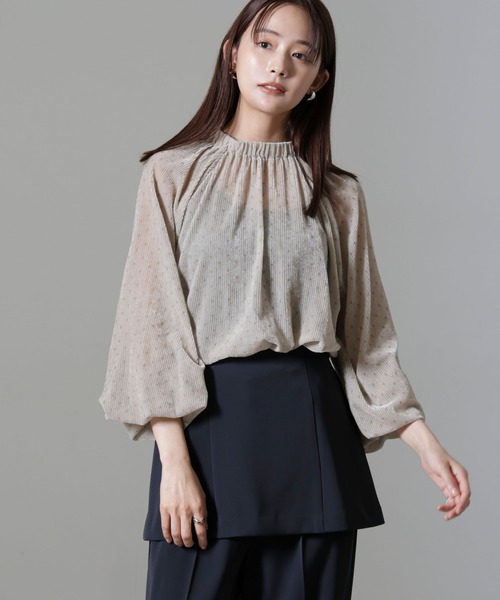 【セール】ストライプベロア前後2WAYブラウス（シャツ/ブラウス）｜nano･universe（ナノユニバース）