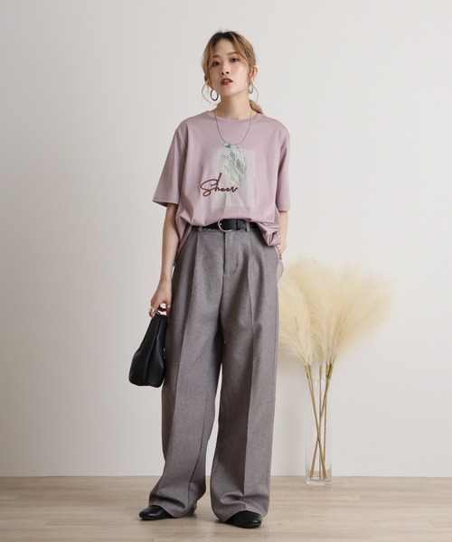 BRODIAEA(ブローディア)の「BRODIAEA イラストプリント極サラTシャツ(Tシャツ/カットソー・レディース・ブラック/ライム/サーモンピンク/シルバーグレー/マスタード・40)」の14枚目の写真