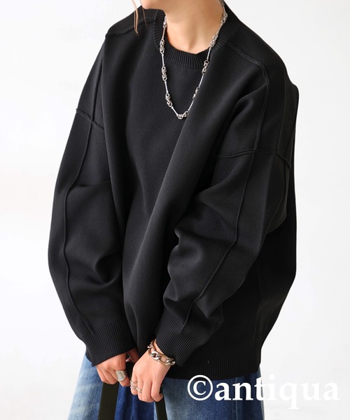 antiqua（アンティカ）の「切り替えスポンジニット（ニット/セーター・レディース・グリーン/レッド/モカ/ブルー/ブラック/ホワイト系その他・R/P）」の9枚目の写真