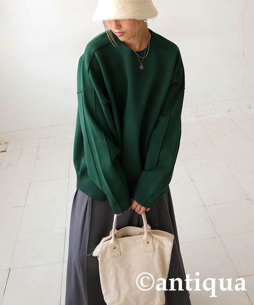 antiqua（アンティカ）の「切り替えスポンジニット（ニット/セーター・レディース・グリーン/レッド/モカ/ブルー/ブラック/ホワイト系その他・R/P）」の17枚目の写真
