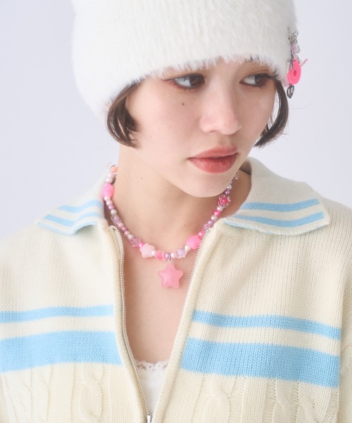 MESSO ピンクビーズ ネックレス ピンクのプラスティックビーズネックレス、・アクセサリー小売り
