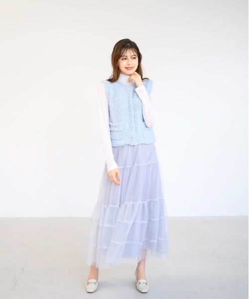 MISCH MASCH(ミッシュマッシュ)の「ふわふわシャイニーニットジレ/MM438402(ニット/セーター・レディース・ホワイト/ブルー・フリ-)」の4枚目の写真