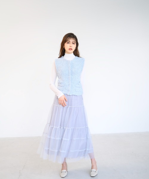 MISCH MASCH(ミッシュマッシュ)の「ふわふわシャイニーニットジレ/MM438402(ニット/セーター・レディース・ホワイト/ブルー・フリ-)」の6枚目の写真