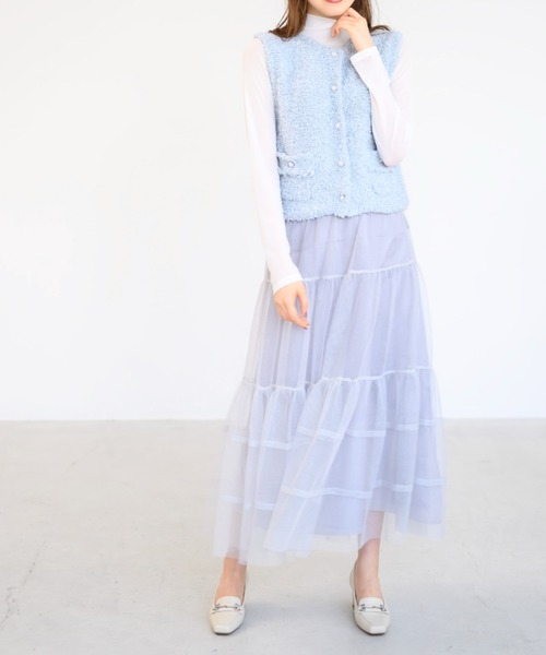 MISCH MASCH(ミッシュマッシュ)の「ふわふわシャイニーニットジレ/MM438402(ニット/セーター・レディース・ホワイト/ブルー・フリ-)」の8枚目の写真