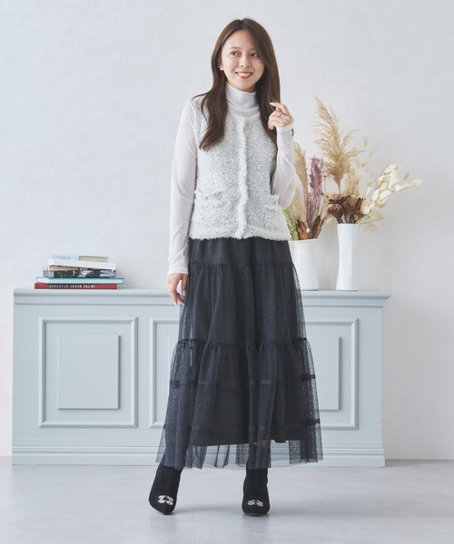 MISCH MASCH(ミッシュマッシュ)の「ふわふわシャイニーニットジレ/MM438402(ニット/セーター・レディース・ホワイト/ブルー・フリ-)」の13枚目の写真