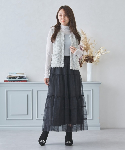MISCH MASCH(ミッシュマッシュ)の「ふわふわシャイニーニットジレ/MM438402(ニット/セーター・レディース・ホワイト/ブルー・フリ-)」の14枚目の写真