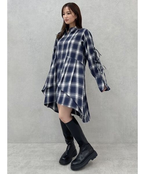 dazzlin（ダズリン）の「シャツイレフレアミニワンピース（シャツワンピース・レディース・ネイビー/オフホワイト/グレー・FREE）」の20枚目の写真