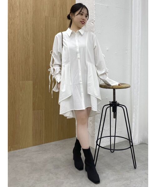 dazzlin（ダズリン）の「シャツイレフレアミニワンピース（シャツワンピース・レディース・ネイビー/オフホワイト/グレー・FREE）」の13枚目の写真