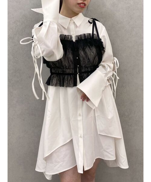 dazzlin（ダズリン）の「シャツイレフレアミニワンピース（シャツワンピース・レディース・ネイビー/オフホワイト/グレー・FREE）」の10枚目の写真