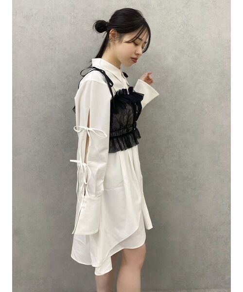 dazzlin（ダズリン）の「シャツイレフレアミニワンピース（シャツワンピース・レディース・ネイビー/オフホワイト/グレー・FREE）」の8枚目の写真