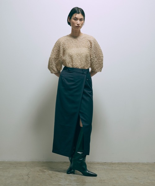 EN NEUME（エンノイム）の「Jacquard Puff Sleeve Top（シャツ/ブラウス・レディース・ブラック/ホワイト/ベージュ・FREE）」の6枚目の写真