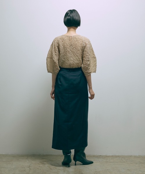 EN NEUME（エンノイム）の「Jacquard Puff Sleeve Top（シャツ/ブラウス・レディース・ブラック/ホワイト/ベージュ・FREE）」の7枚目の写真
