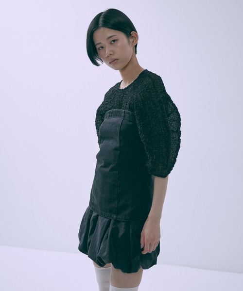 EN NEUME（エンノイム）の「Jacquard Puff Sleeve Top（シャツ/ブラウス・レディース・ブラック/ホワイト/ベージュ・FREE）」の16枚目の写真