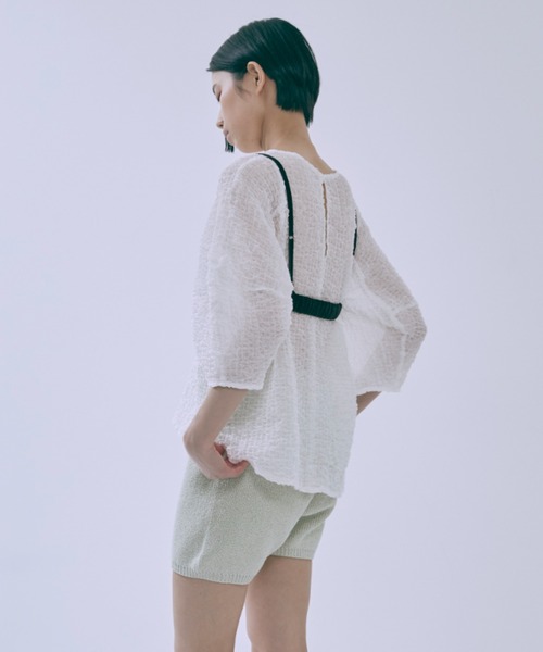 EN NEUME（エンノイム）の「Jacquard Puff Sleeve Top（シャツ/ブラウス・レディース・ブラック/ホワイト/ベージュ・FREE）」の12枚目の写真