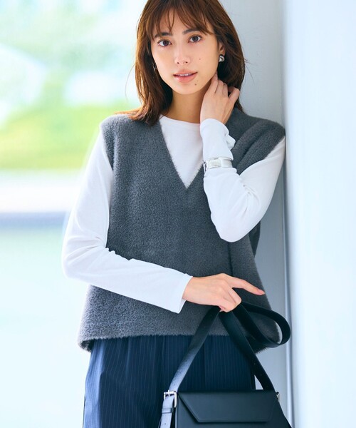 【洗える】コットンカシミヤ クルーネックカットソー（Tシャツ/カットソー）｜UNFILO（アンフィーロ）