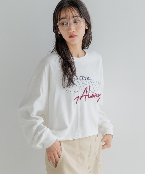 LOWRYS FARM（ローリーズファーム）の「リメイクショートＴＬＳ 146672（Tシャツ/カットソー・レディース・ホワイト/チャコールグレー/イエロー・FREE）」の5枚目の写真