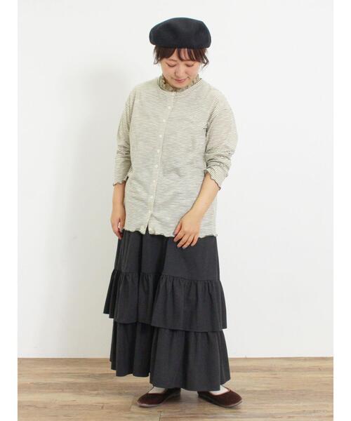 Samansa Mos2（サマンサ モスモス）の「ワンポイント刺繍シアーボーダーカーディガン（カーディガン/ボレロ・レディース・グリーン/レッド/オフホワイト/ネイビー・F）」の20枚目の写真